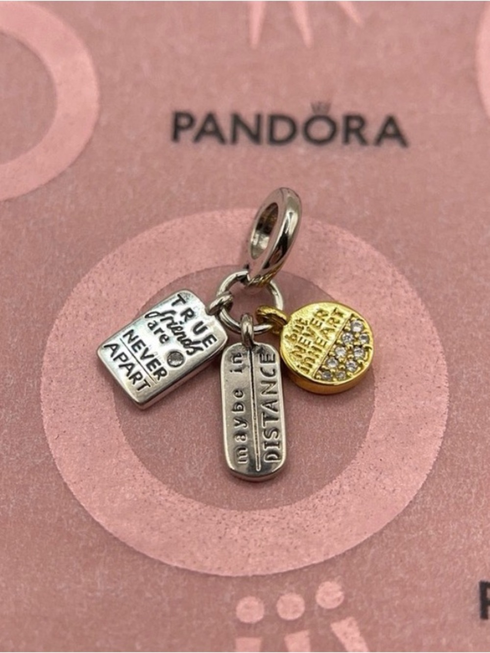 Pandora Friendship Triple Dangle Two-Tone Sterling Silver Charm 762243C01